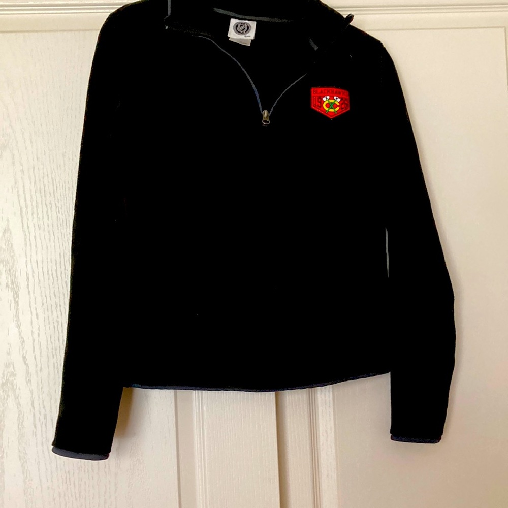 NHL Officially Licensed  Blackhawks Black Fleece 1/4 Zip